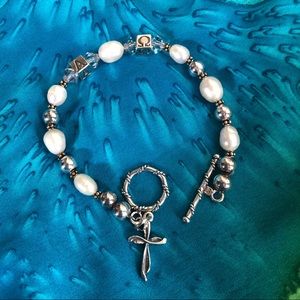 Alpha & Omega Bracelet with Silver and Pearls